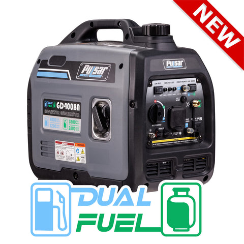 New Pulsar 4000W Portable Super Quiet Dual Fuel Inverter Generator GD400BN