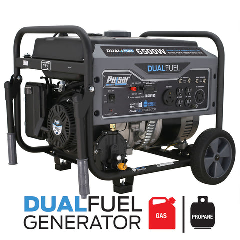 Pulsar 6500 Peak/5500 Rated Watt 120V/240V Dual Fuel Generator with Wheel Kit